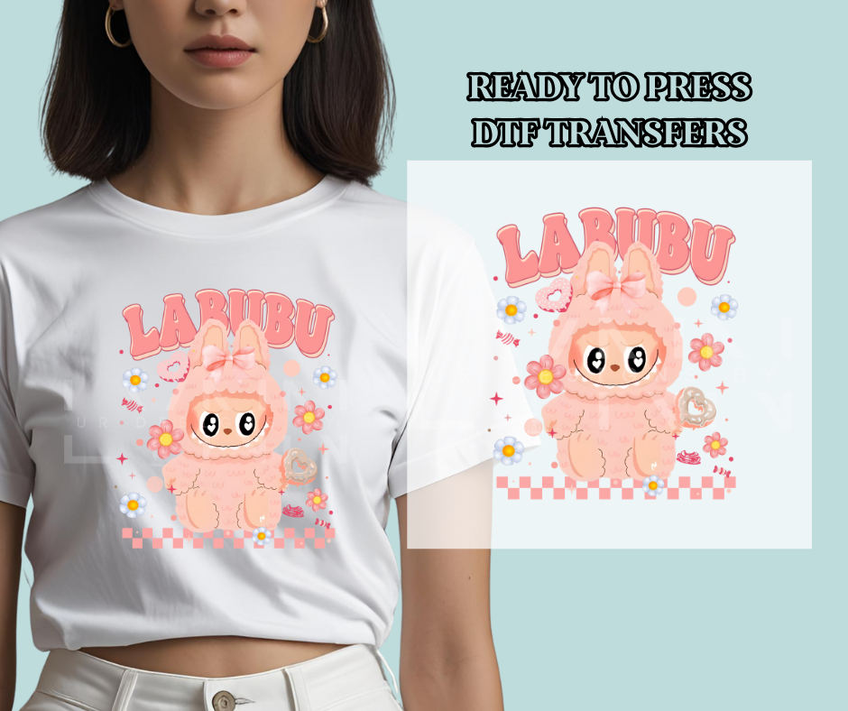 Pink Labubu Inspired DTF Print