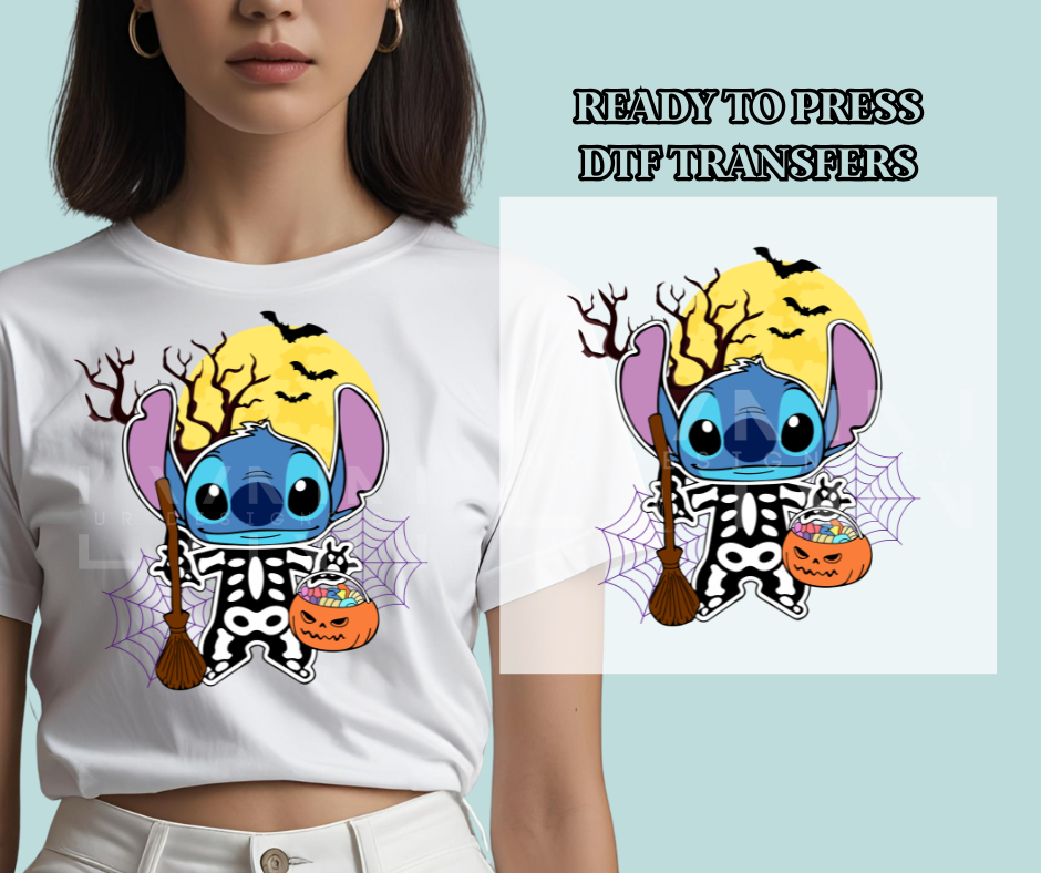 Halloween Skeleton Stitch Inspired DTF Print