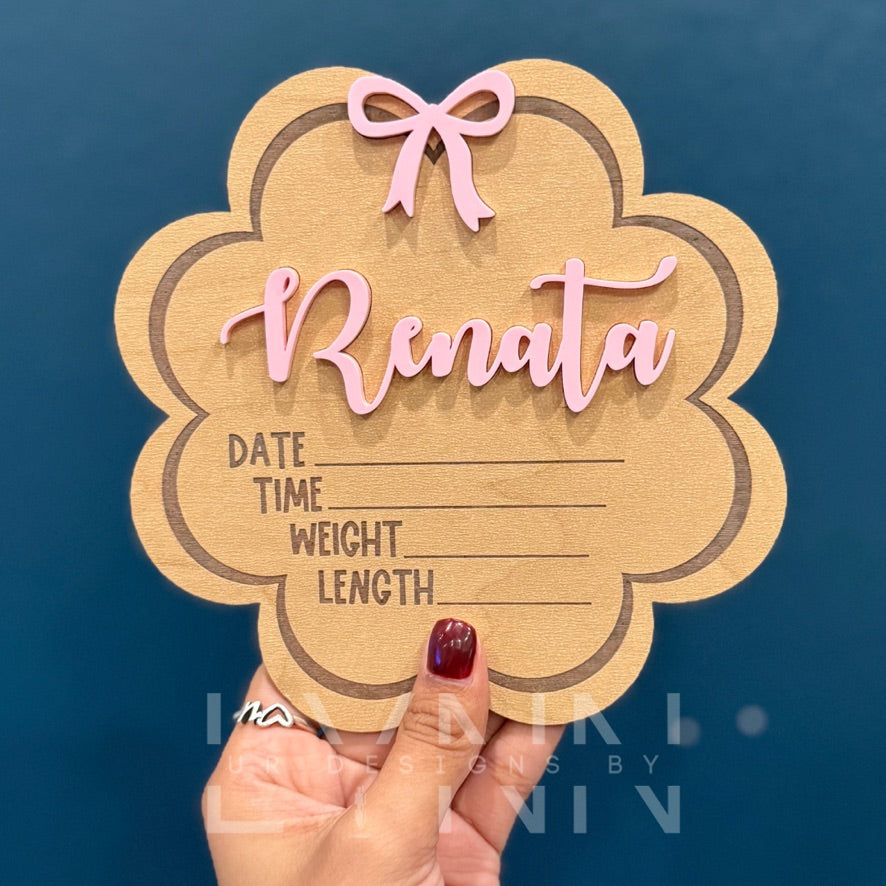 Baby Coquette Flower Birth Stats Sign