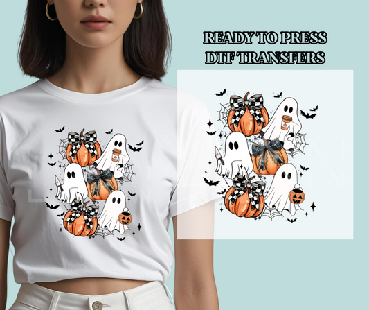 Halloween Ghosts & Pumpkins DTF Print