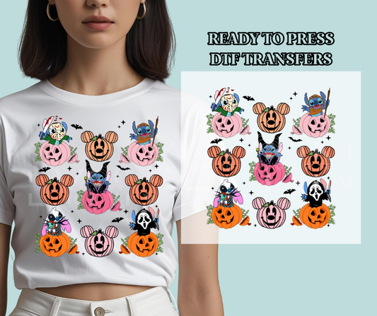 Halloween Pumpkins & Stitch Inspired DTF Print