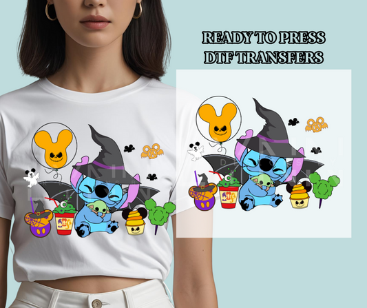 Halloween Yoda/Stitch Inspired DTF Print