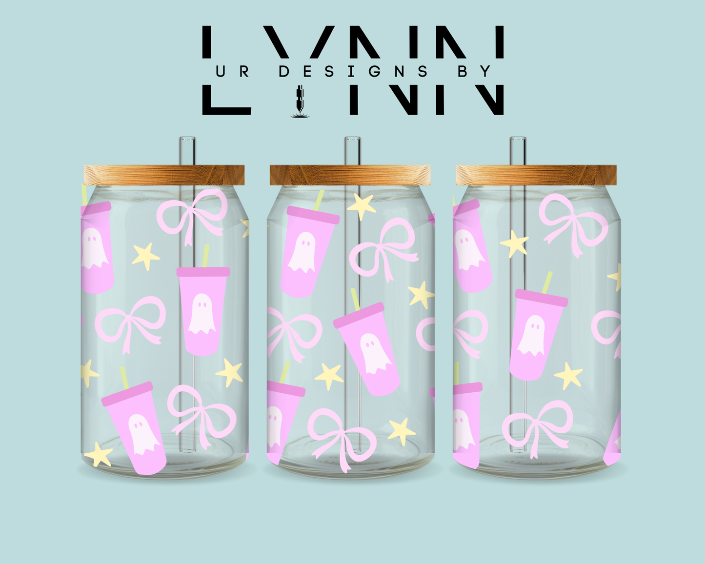 Halloween Ghost Tumblers & Bows UVDTF Wrap