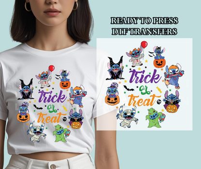 Halloween Trick or Treat Stitch Inspired DTF Print