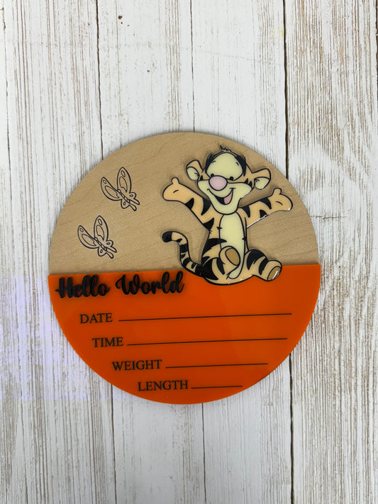 Baby Tigger Winnie The Pooh Inspired Baby Stats Sign