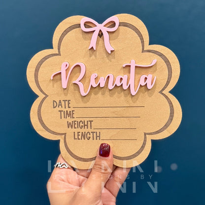 Baby Coquette Flower Birth Stats Sign
