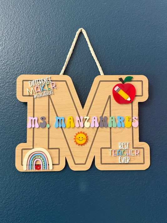 Letter Teacher Door Sign
