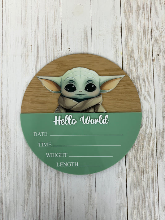 Baby Yoda/Grogu Inspired Baby Stats Sign