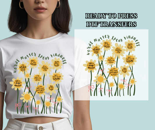 Words Matter Speak Kindness - DTF Print