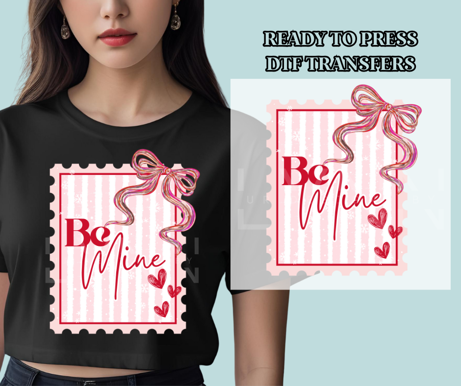 Be Mine Coquette Postage Stamp - Valentine DTF Print