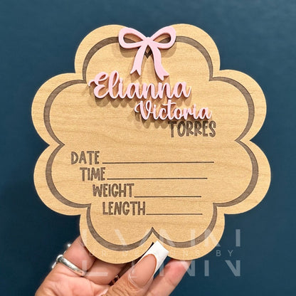 Baby Coquette Flower Birth Stats Sign