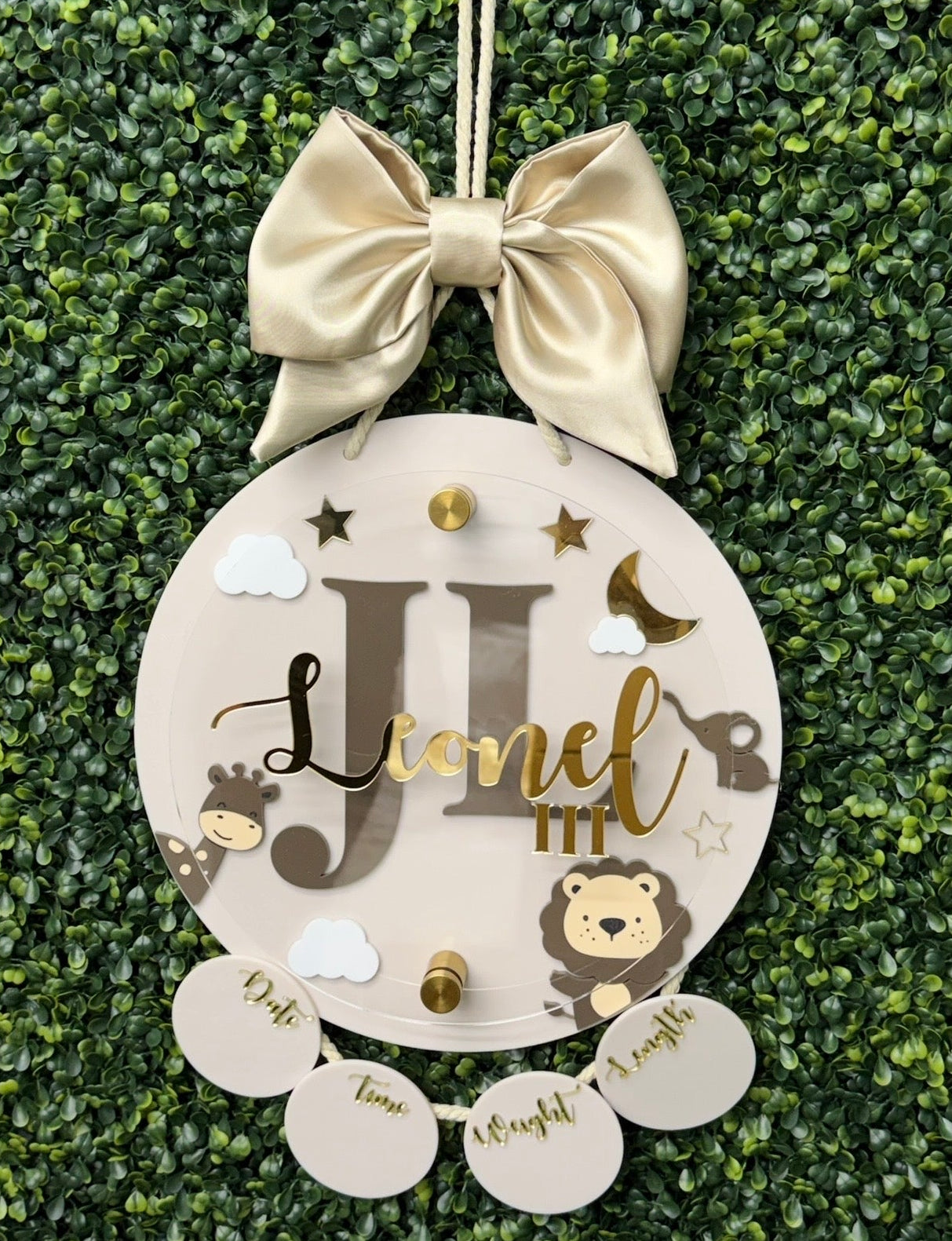 Baby Animal Birth Stats Hanging Door Sign