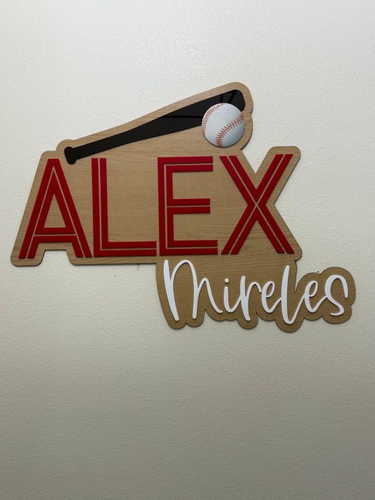 Baseball Name Wooden Wall Decor