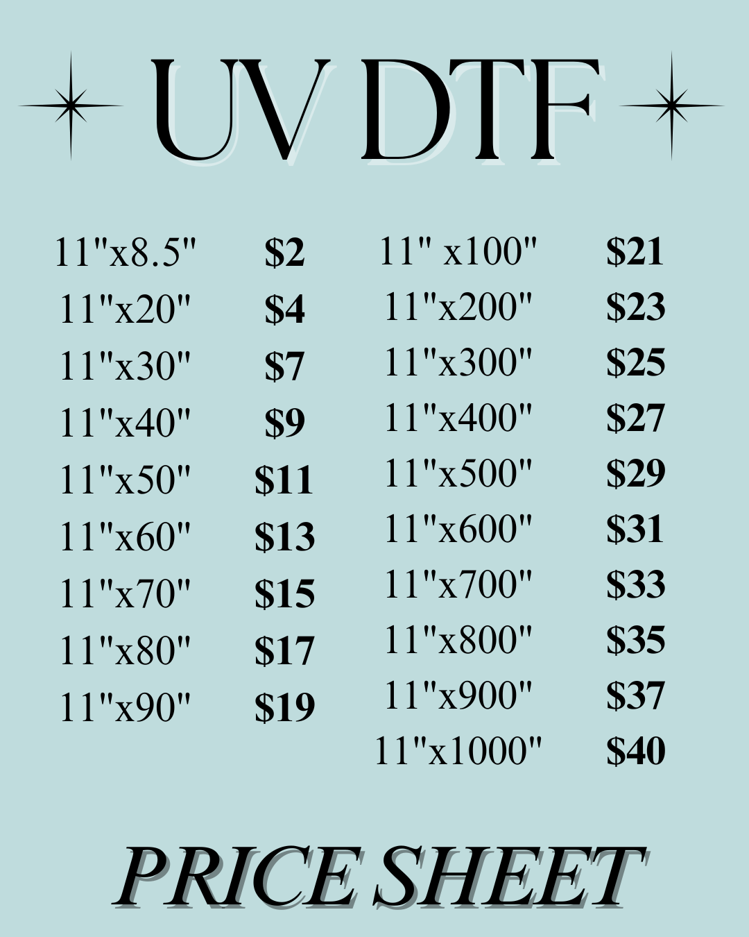 Custom UVDTF gang sheet